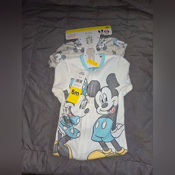 Disney Baby Girl Mickey and Minnie One Pice Pijamas Set Of 2 Size 6months - Picture 1 of 3